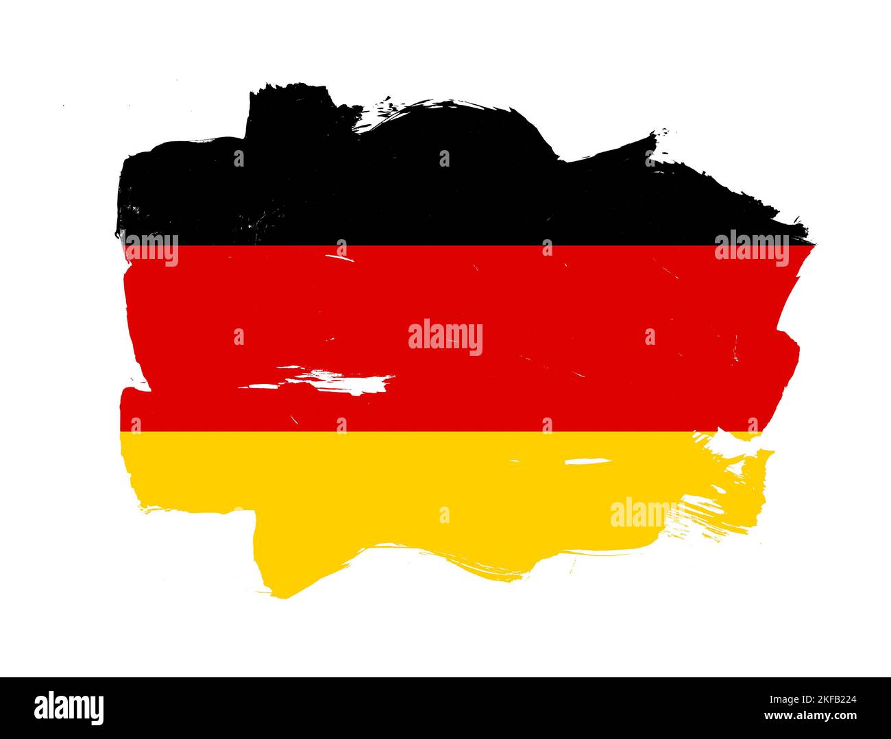 Painted flag of germany with stroke brush effect on white background ...