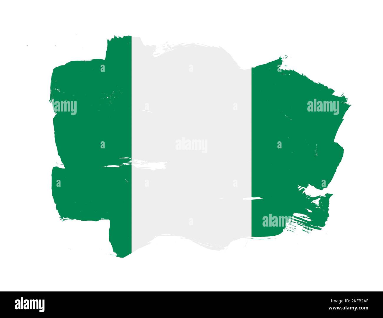 Painted flag of nigeria with stroke brush effect on white background ...