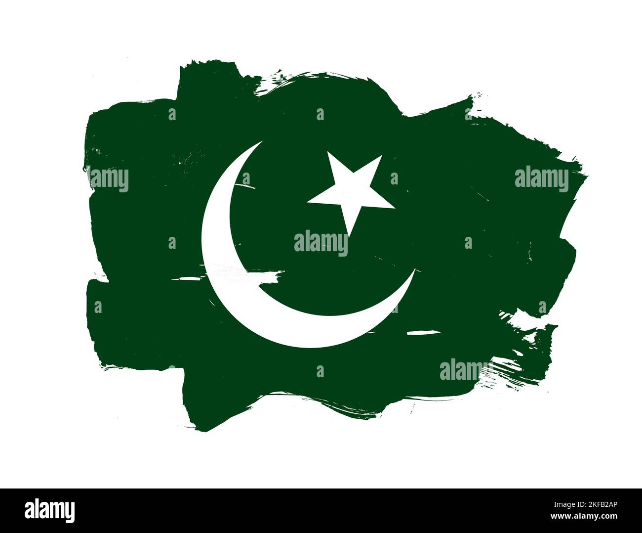 Painted flag of pakistan with stroke brush effect on white background ...