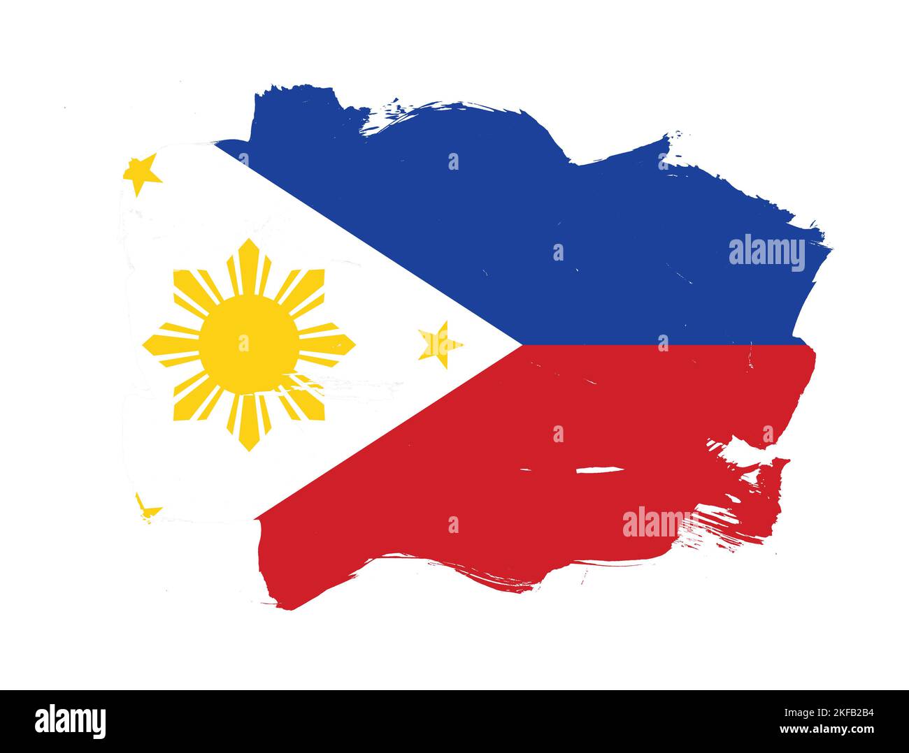 Painted flag of philippines with stroke brush effect on white background Stock Photo