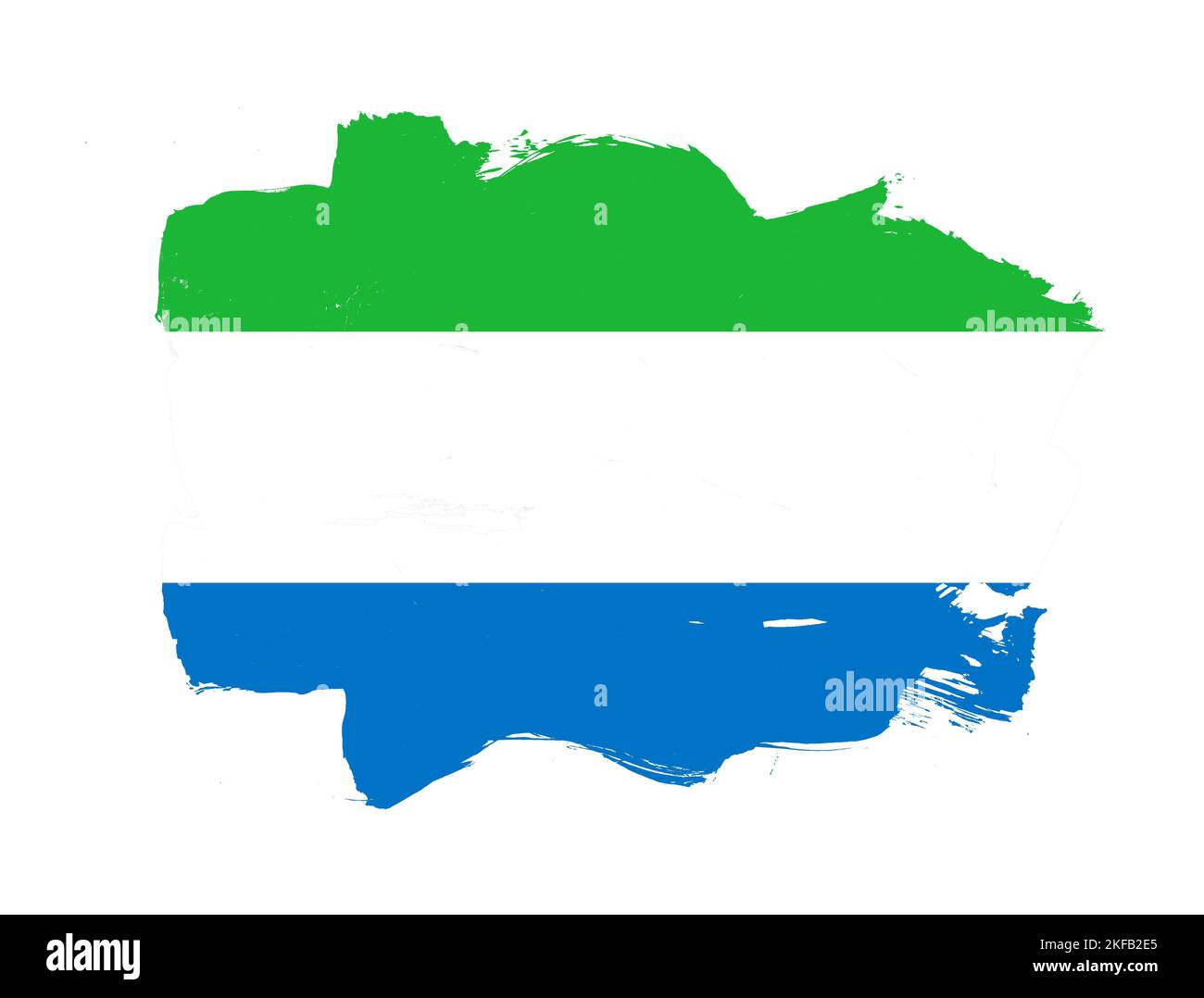 Painted flag of sierra leone with stroke brush effect on white ...