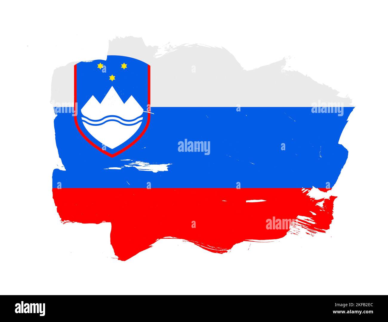 Painted flag of slovenia with stroke brush effect on white background ...