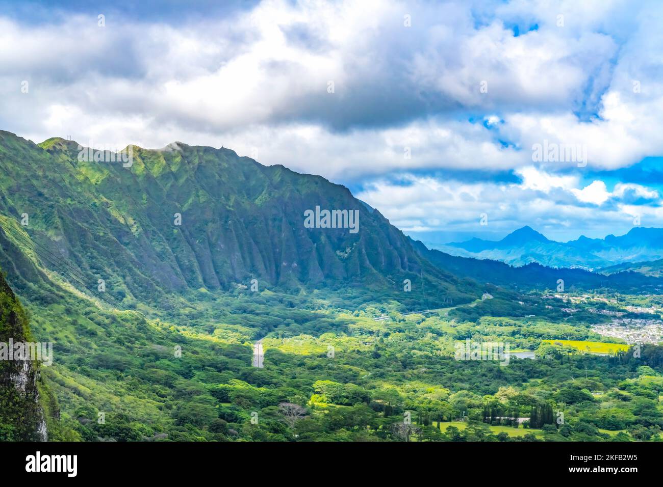 Colorful Nuuanu Pali Outlook Green Koolau Mountain Range Oahu Hawaii