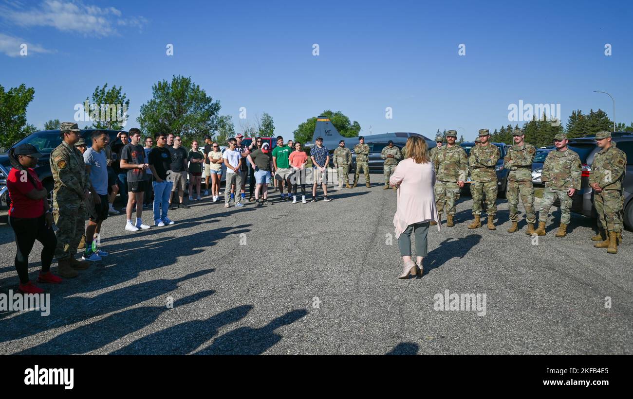 Airman from Minot Air Force Base, North Dakota, gather during Suicide