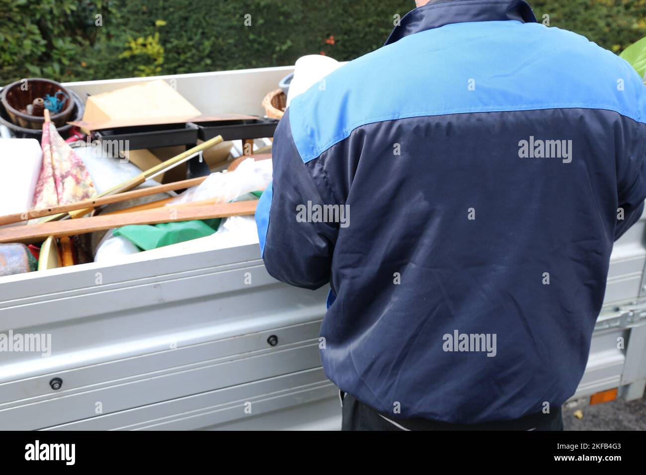 Household clearance, the household contents are placed in a trailer