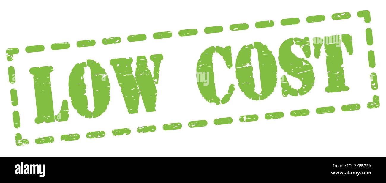 LOW COST text written on green dash stamp sign Stock Photo - Alamy