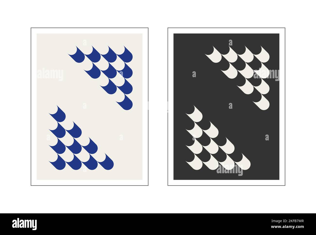 Bauhaus poster. Two abstract vertical posters with cylinders. Stock Vector