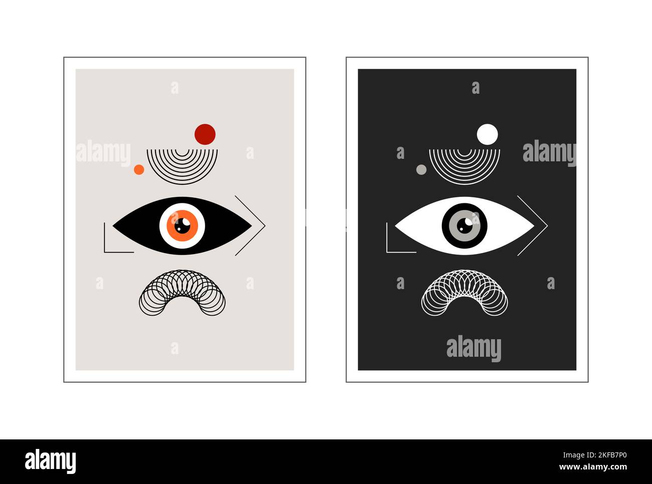 Bauhaus eye. Two abstract vertical posters. Stock Vector
