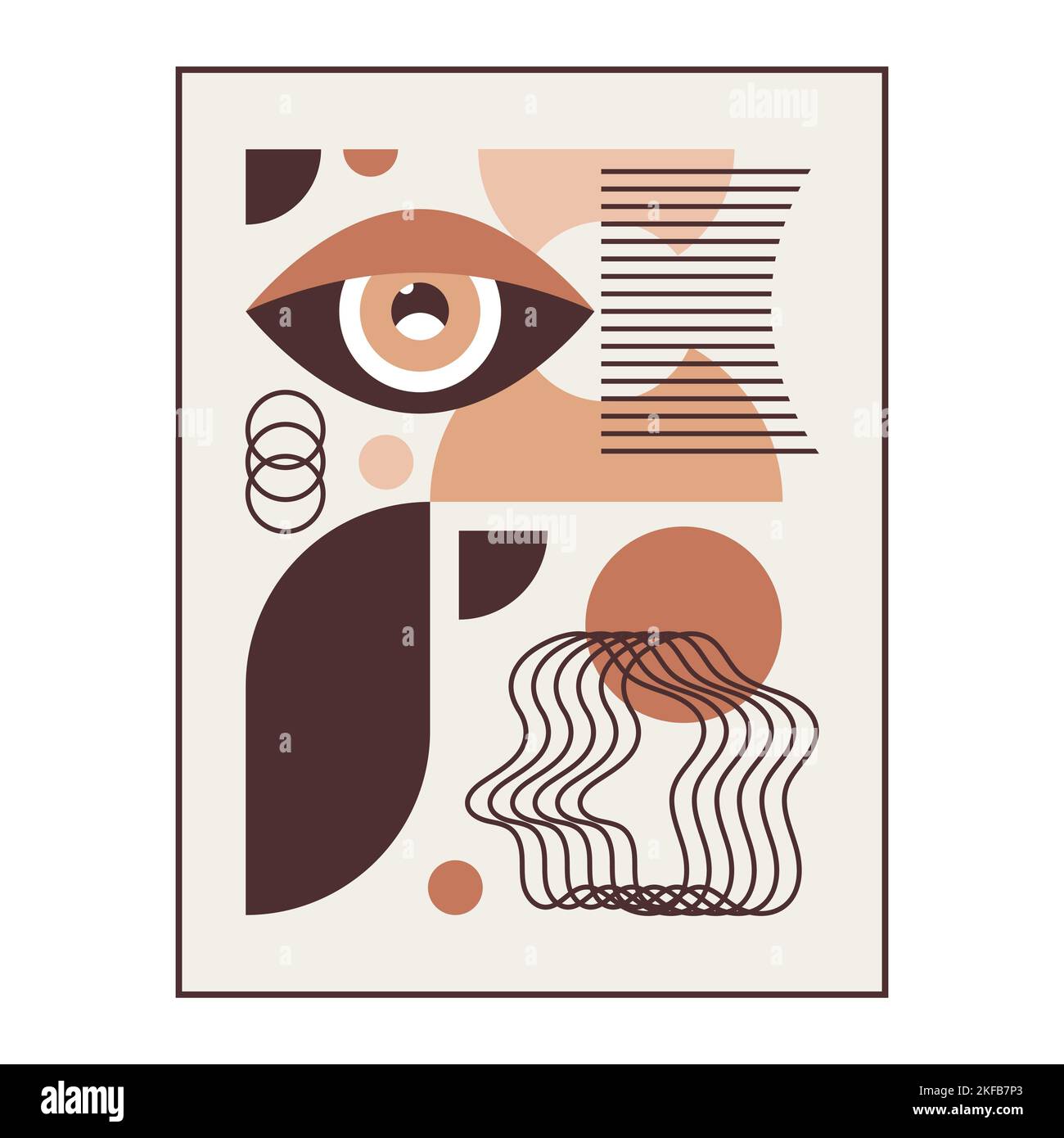 Bauhaus geometric poster. Abstract shapes and eye. Stock Vector