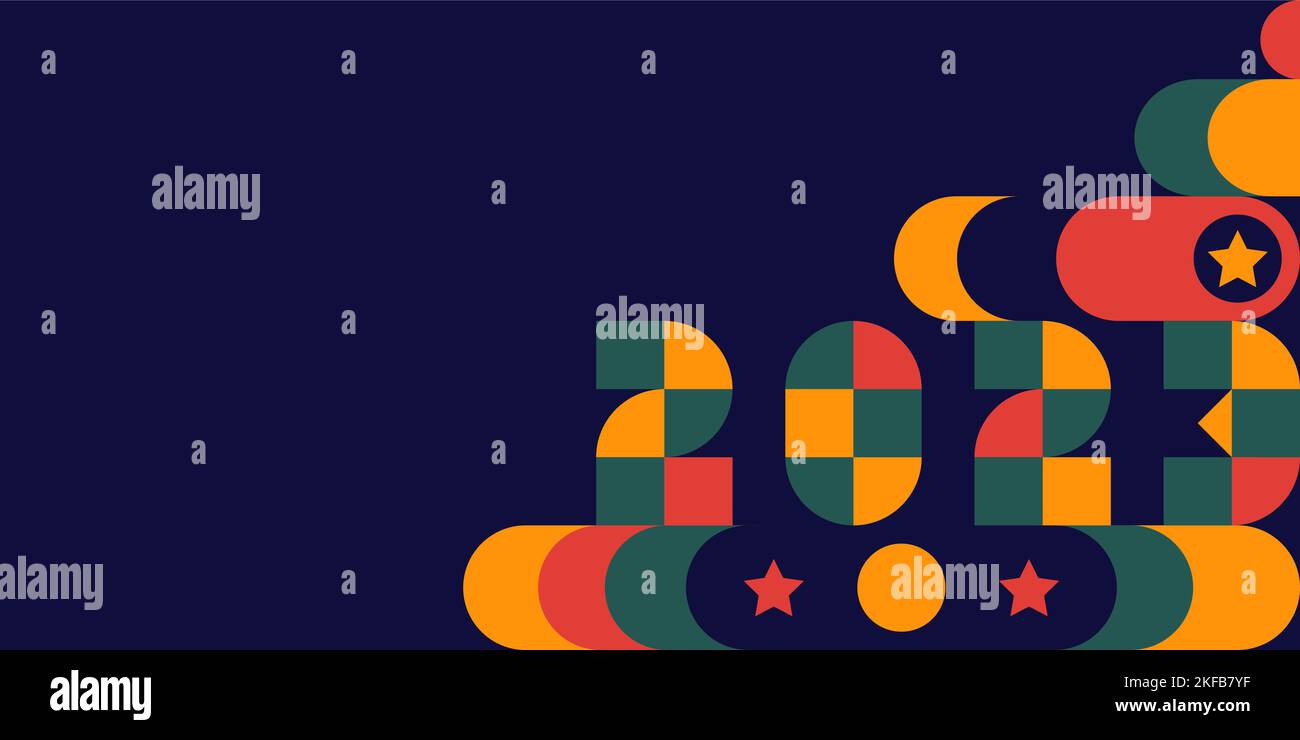Bauhaus geometric christmas web banner. Stock Vector