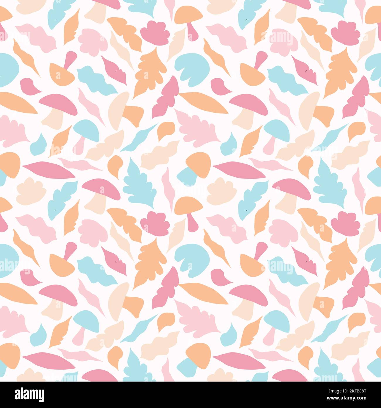Holiday Mushroom Soft Palette Vector Seamless Pattern Artwork Stock Vector