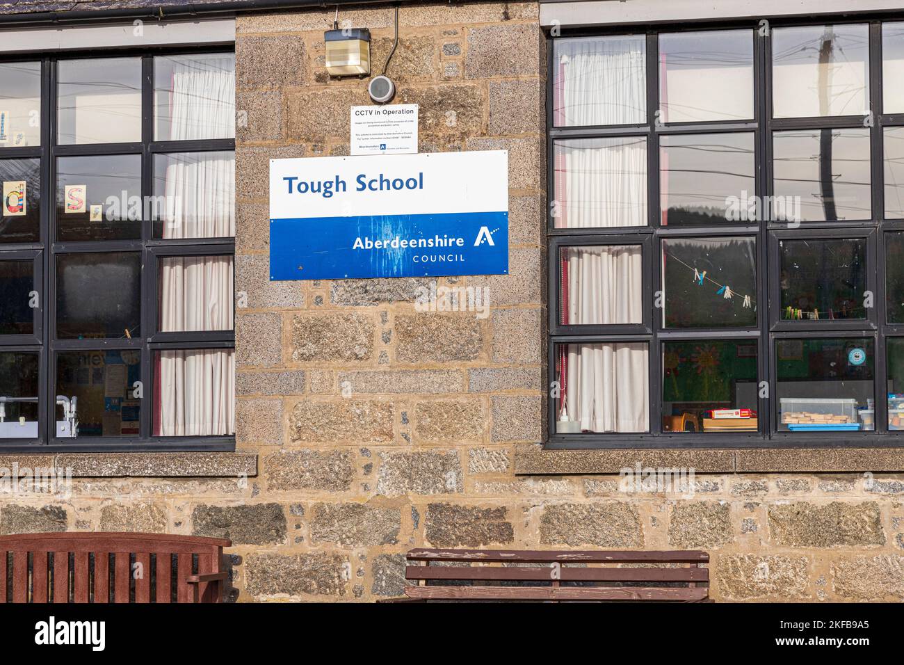 The primary school in the village of Tough (Kirkton of Tough) near Alford in the Marr area of Aberdeenshire, Scotland UK Stock Photo