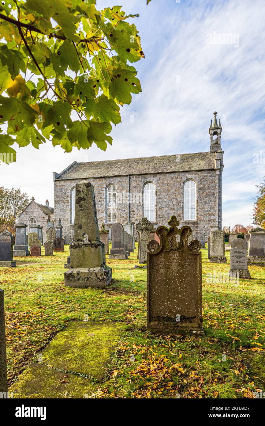 The mid 19th century granite parish church in the village of Tough (Kirkton of Tough) near Alford in the Marr area of Aberdeenshire, Scotland UK Stock Photo