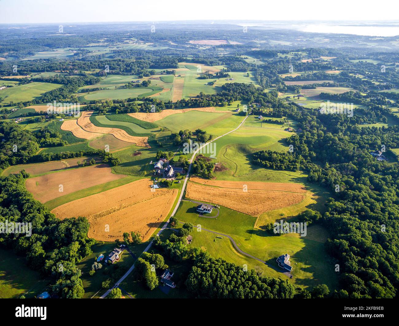 Aerial view of farmland in Harford County Stock Photo