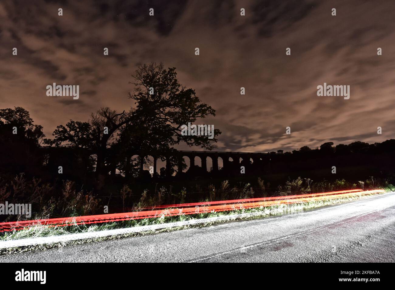 Ouse Valley Viaduct at night Stock Photo