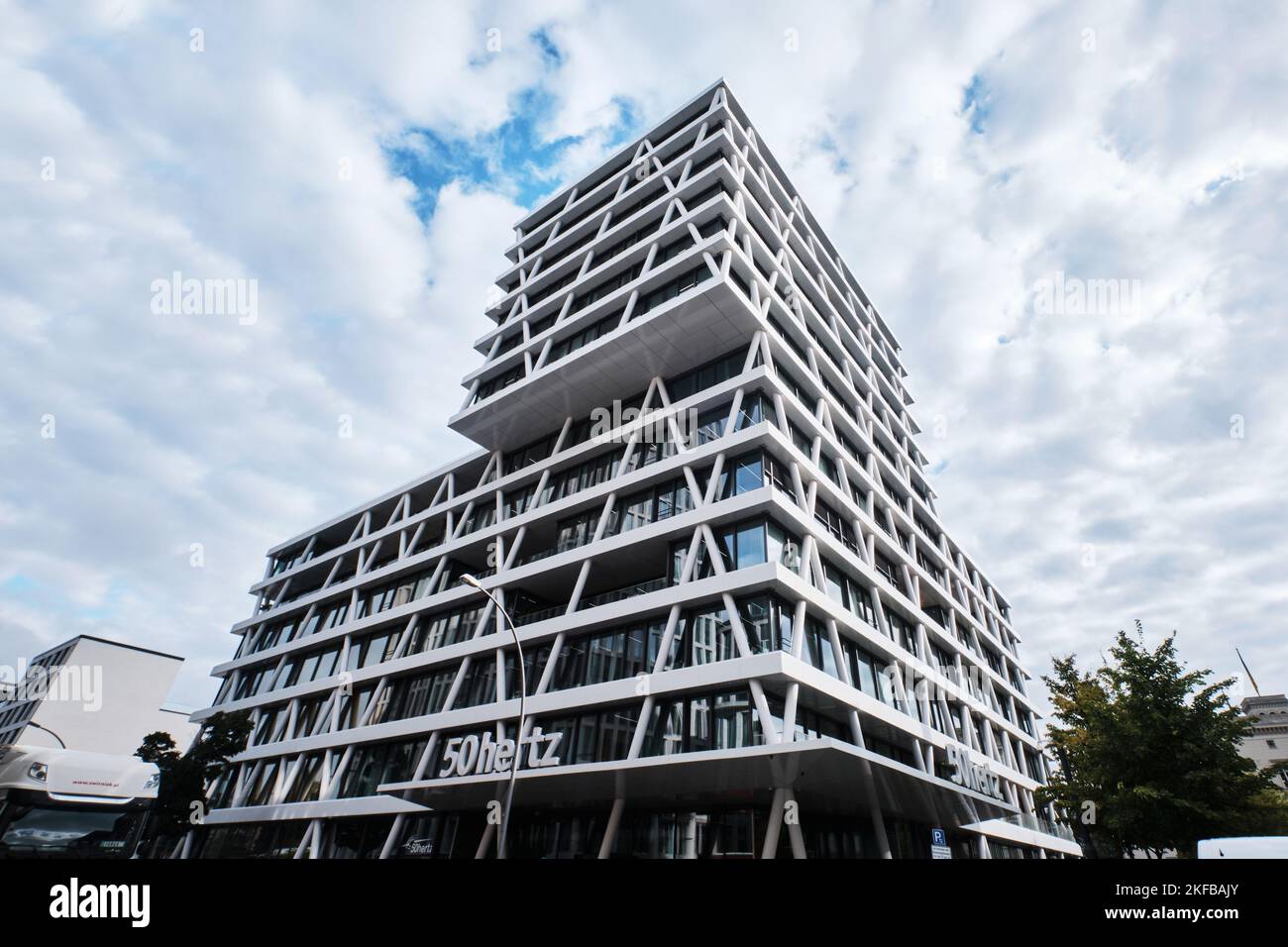 Berlin, Germany - Sept 2022: Modern office building of the 50Hertz Transmission GmbH designed by LOVE architecture Stock Photo