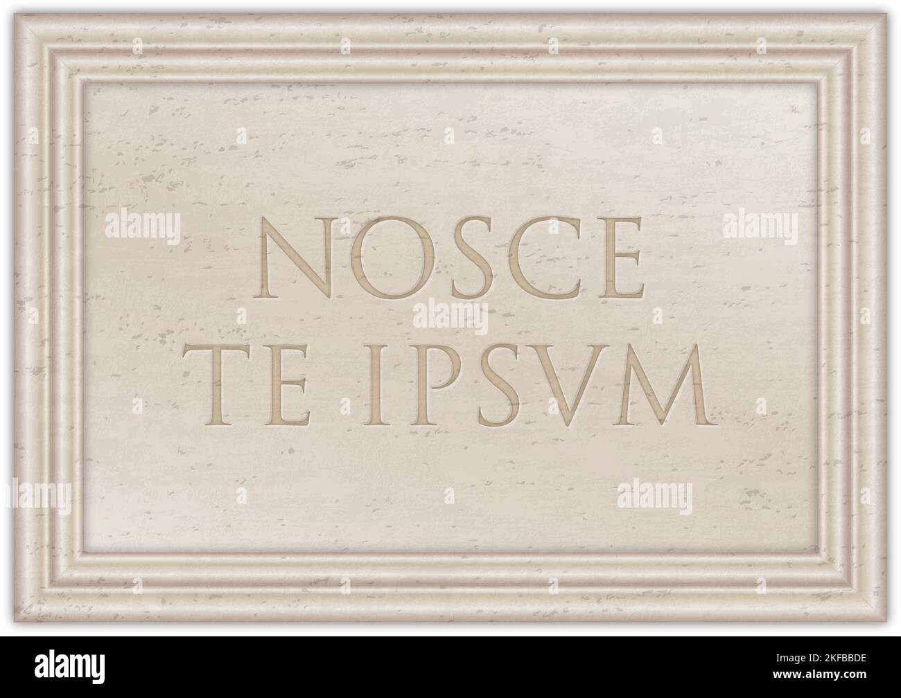 Marble plaque with ancient Latin proverb 'NOSCE TE IPSUM', know yourself, illustration Stock Photo