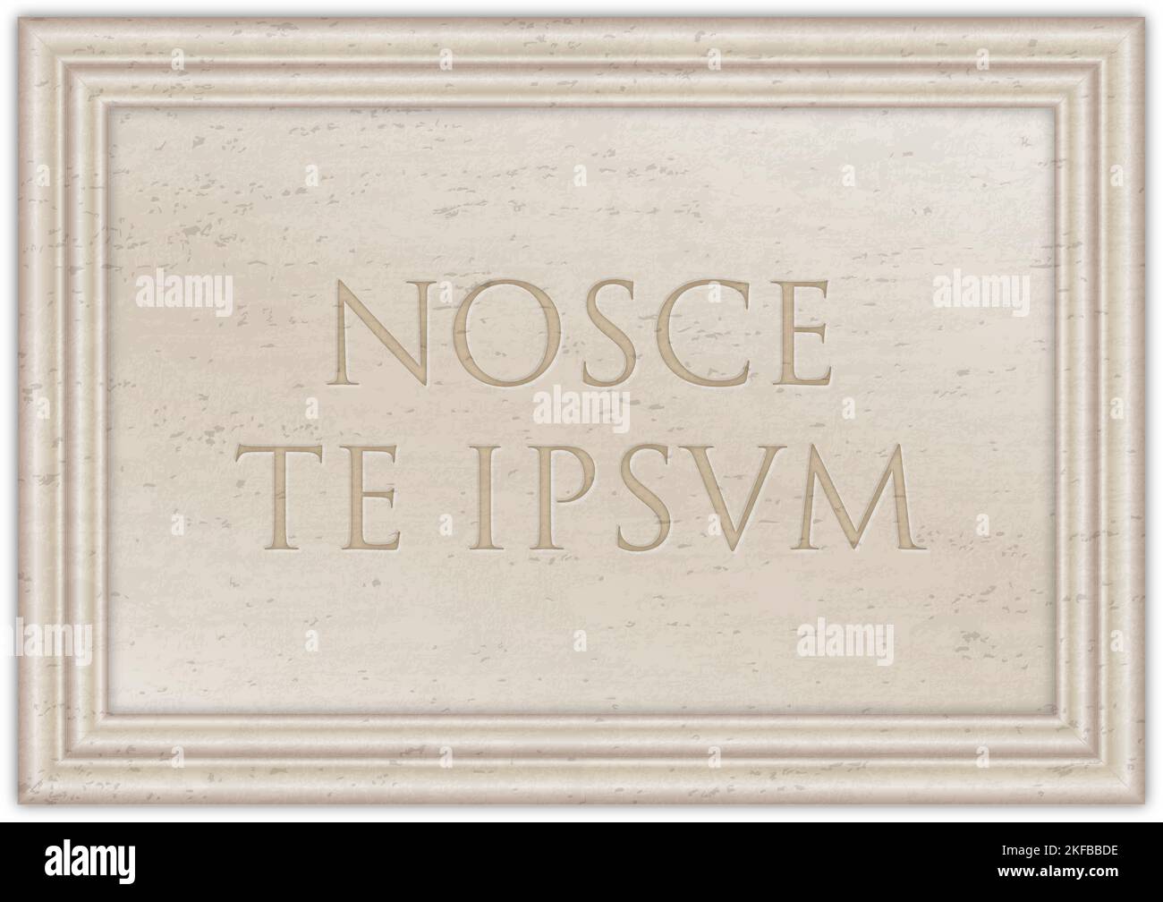 Marble plaque with ancient Latin proverb "NOSCE TE IPSUM", know yourself, illustration Stock Photo