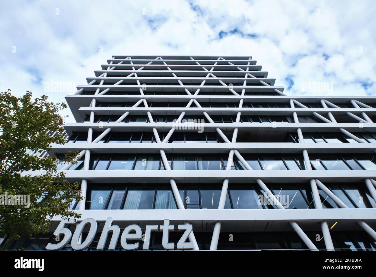 Berlin, Germany - Sept 2022: Modern office building of the 50Hertz Transmission GmbH designed by LOVE architecture Stock Photo