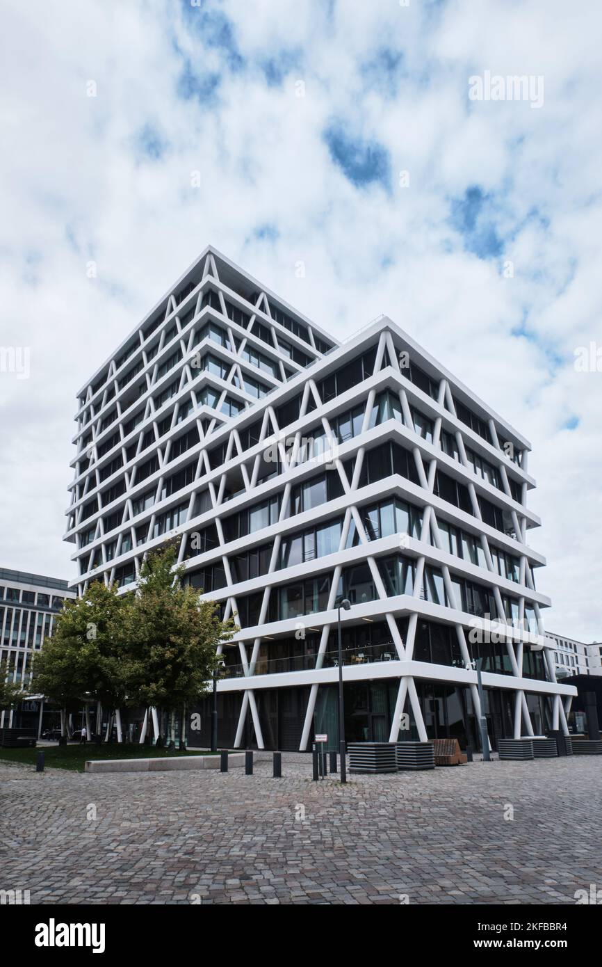 Berlin, Germany - Sept 2022: Modern office building of the 50Hertz Transmission GmbH designed by LOVE architecture Stock Photo