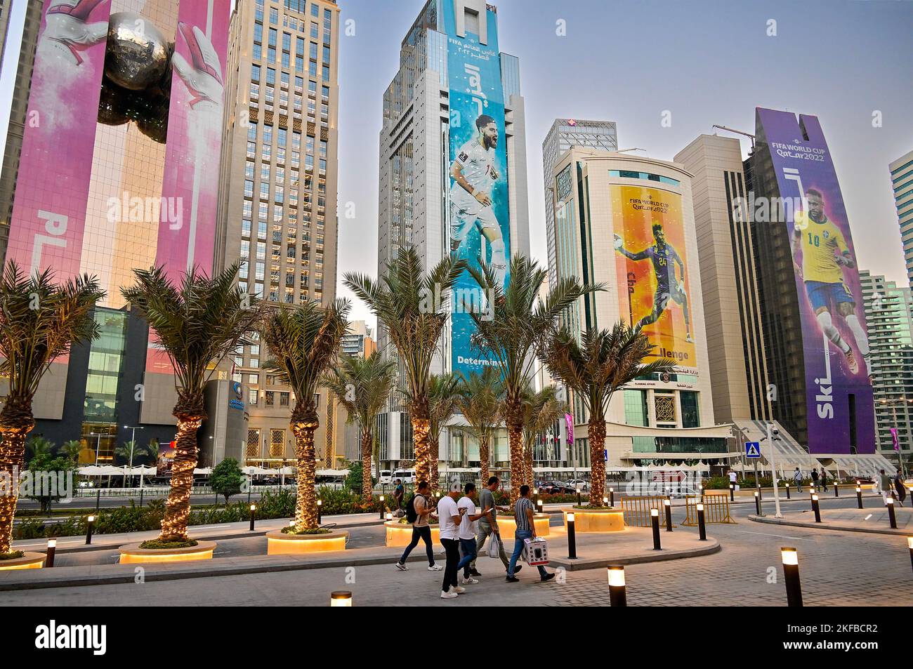 DOHA 20221116 High rises in the central parts of Doha are covered with giant pictures of