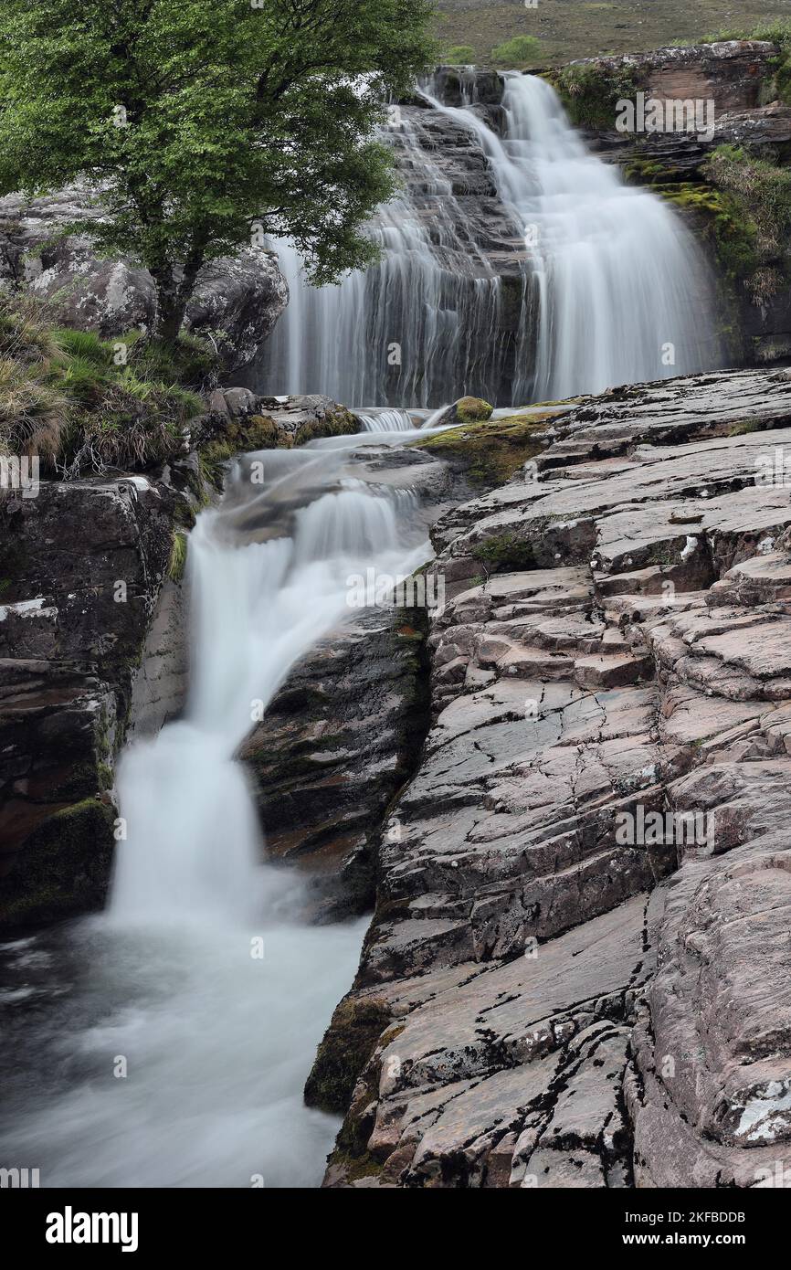 The Ardessie Falls near Dundonnell, NW Highlands, Scotland, UK Stock Photo