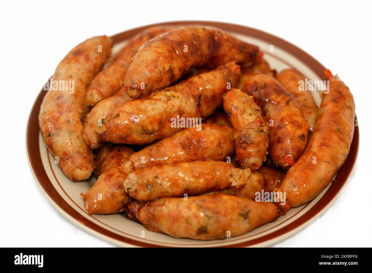 Egyptian classic homemade sausage of deep fried stuffed mumbar which is basically intestines