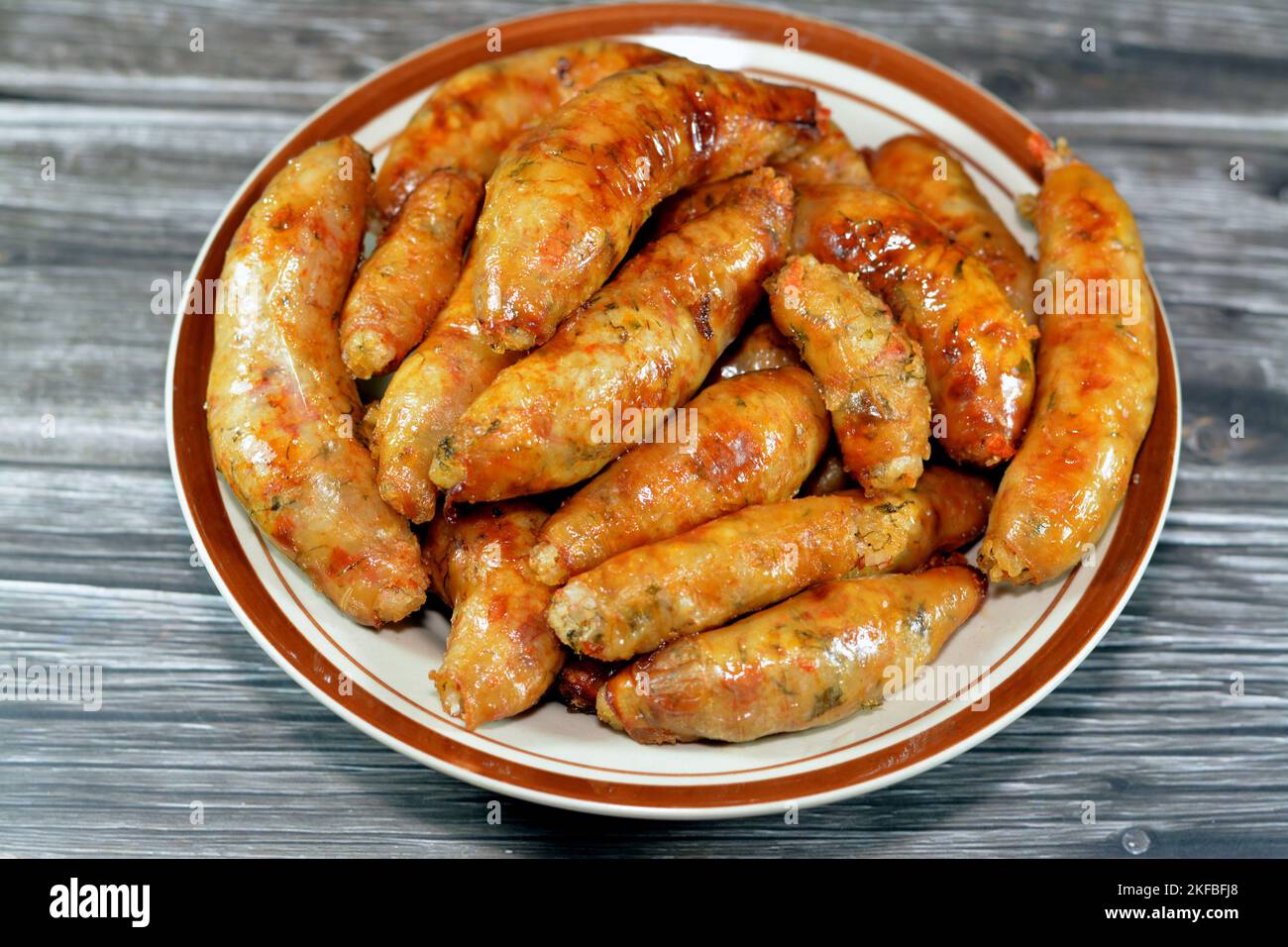 Egyptian classic homemade sausage of deep fried stuffed mumbar which is