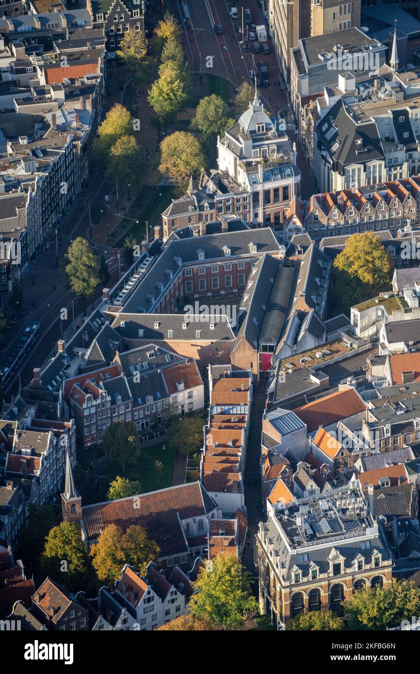 Aerial of Inner city of Amsterdam area Heerengracht and Prinsengracht The Netherlands Stock Photo