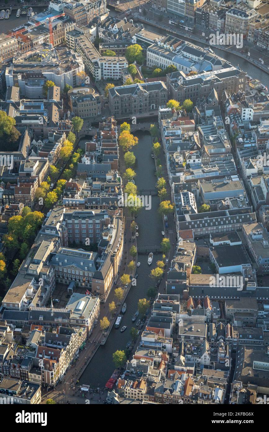 Aerial of Inner city of Amsterdam area Heerengracht and Prinsengracht The Netherlands Stock Photo