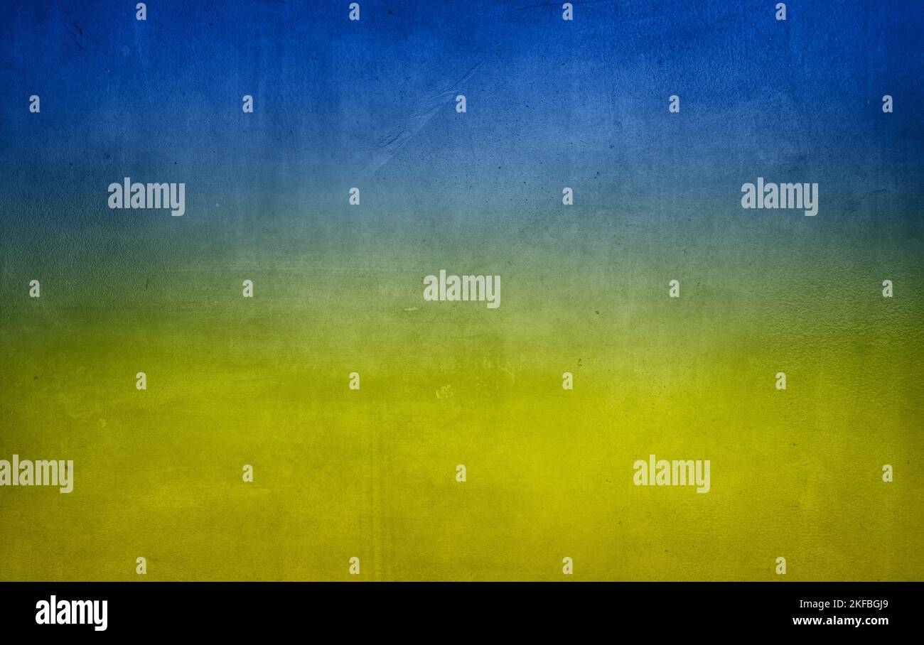Blue and yellow textured Ukraine concrete wall background Stock Photo
