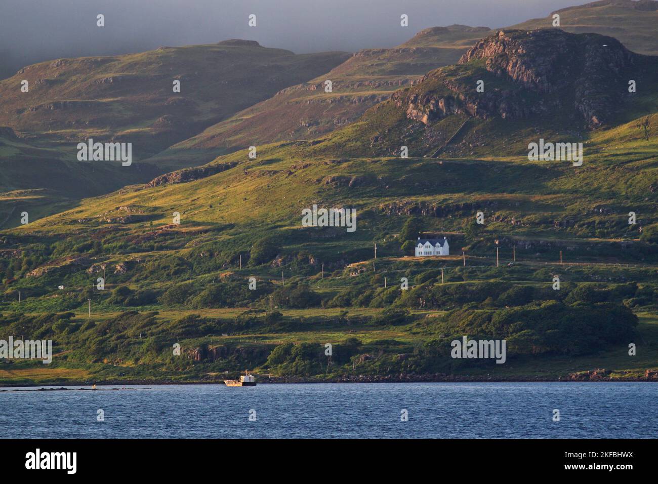 Rocky Coastline, Loch Na Keal, Mull, Isle of Mull, Hebrides, Inner Hebrides, Inner Isles, Scotland, United Kingdom, Great Britain Stock Photo