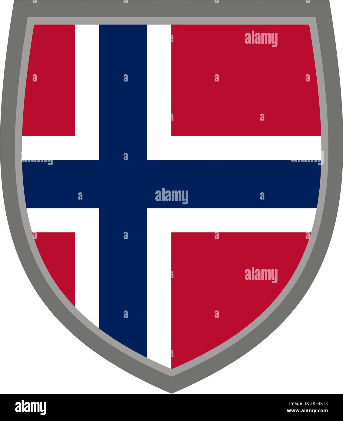 Shield with the colors of Norway flag, icon Norwegian shield cut out Stock Vector