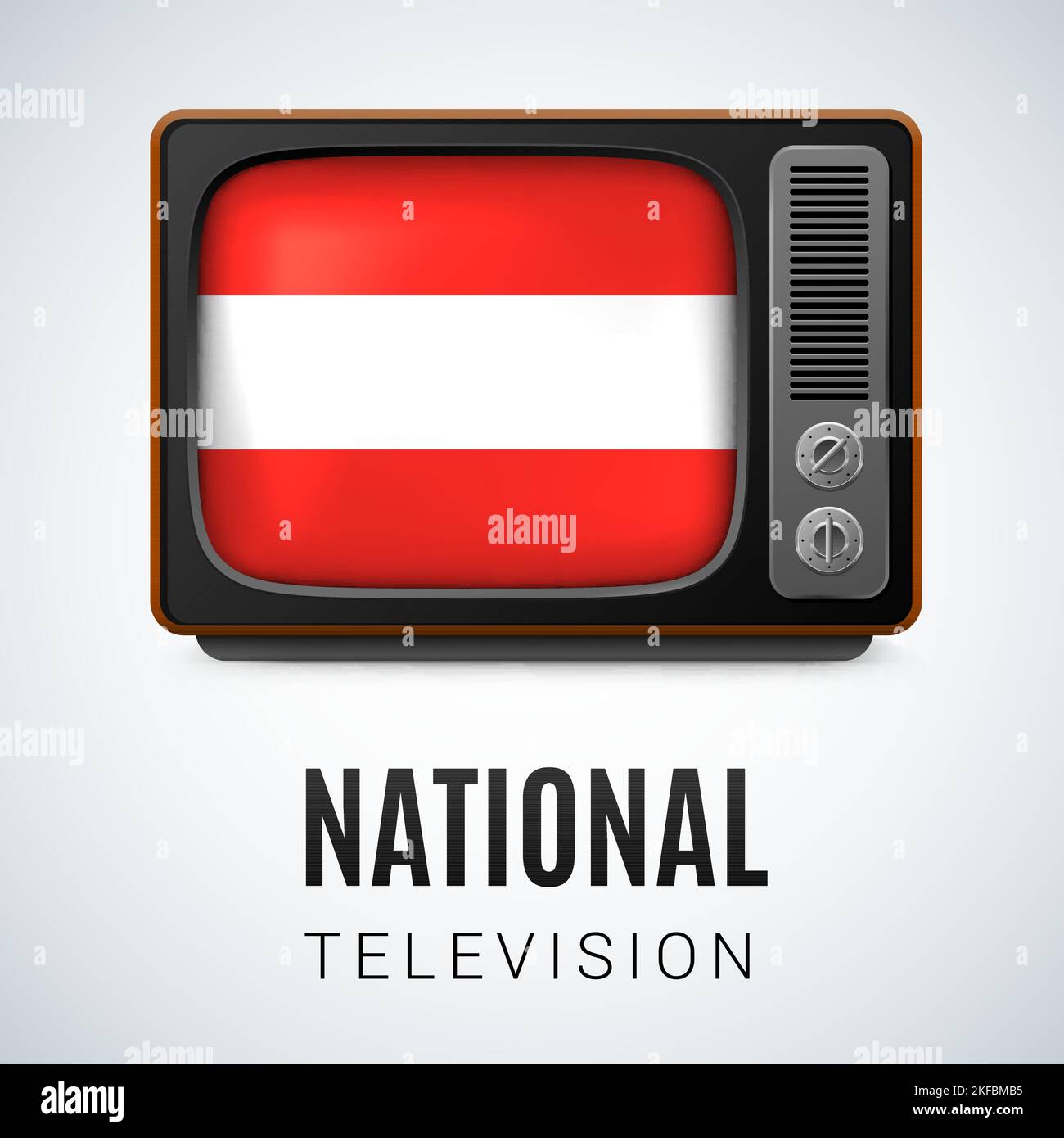 Vintage TV and Flag of Austria as Symbol National Television. Button with Austrian flag Stock Vector
