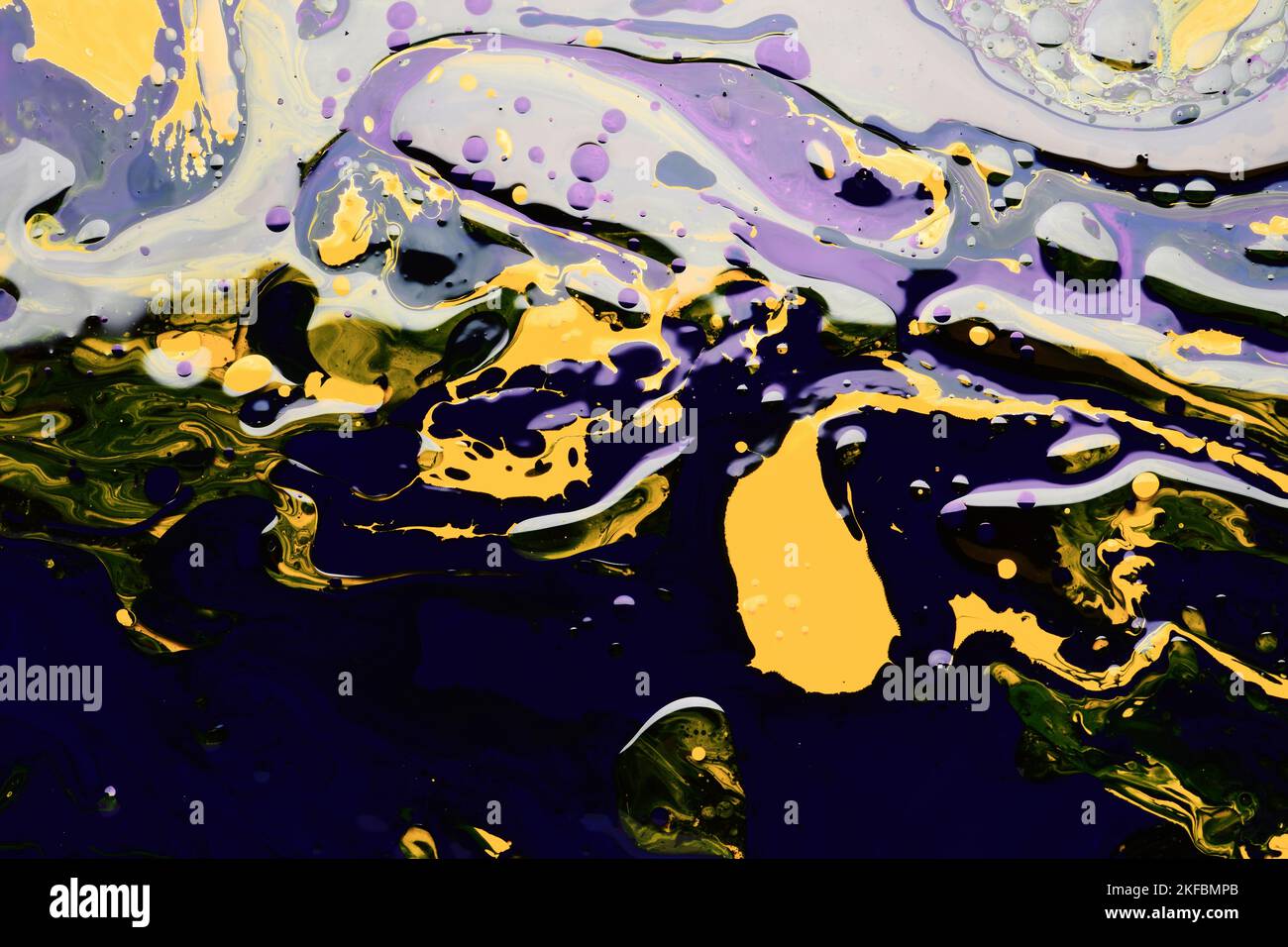 Drops of blue and yellow oil or acrylic paint Stock Photo - Alamy
