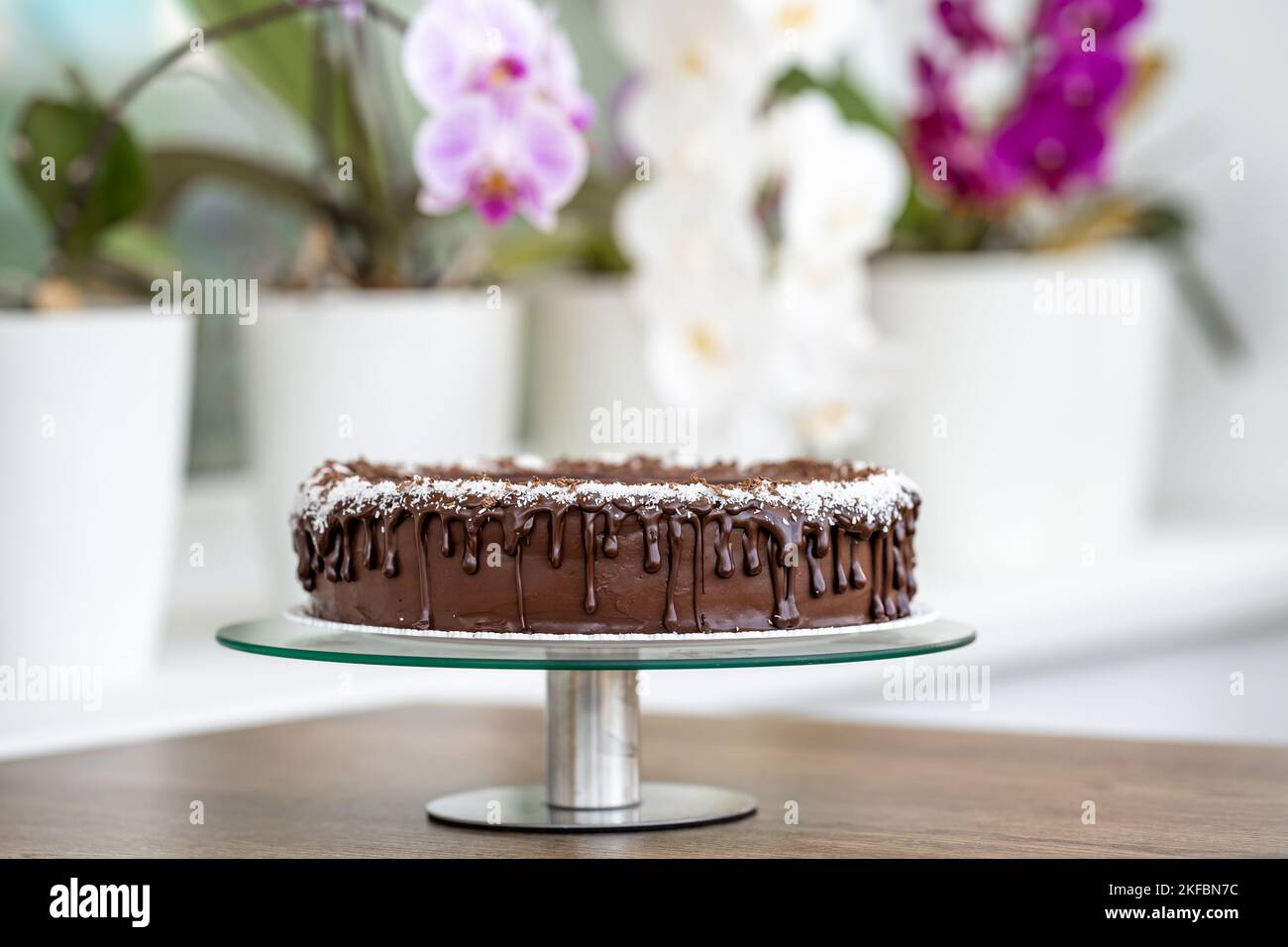 chocolate cake with cream and frosting Stock Photo - Alamy