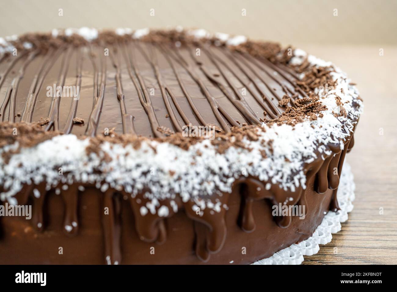 chocolate cake with cream and frosting Stock Photo - Alamy
