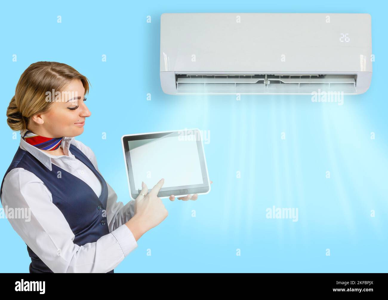 Air conditioner blowing cold air Stock Photo Alamy
