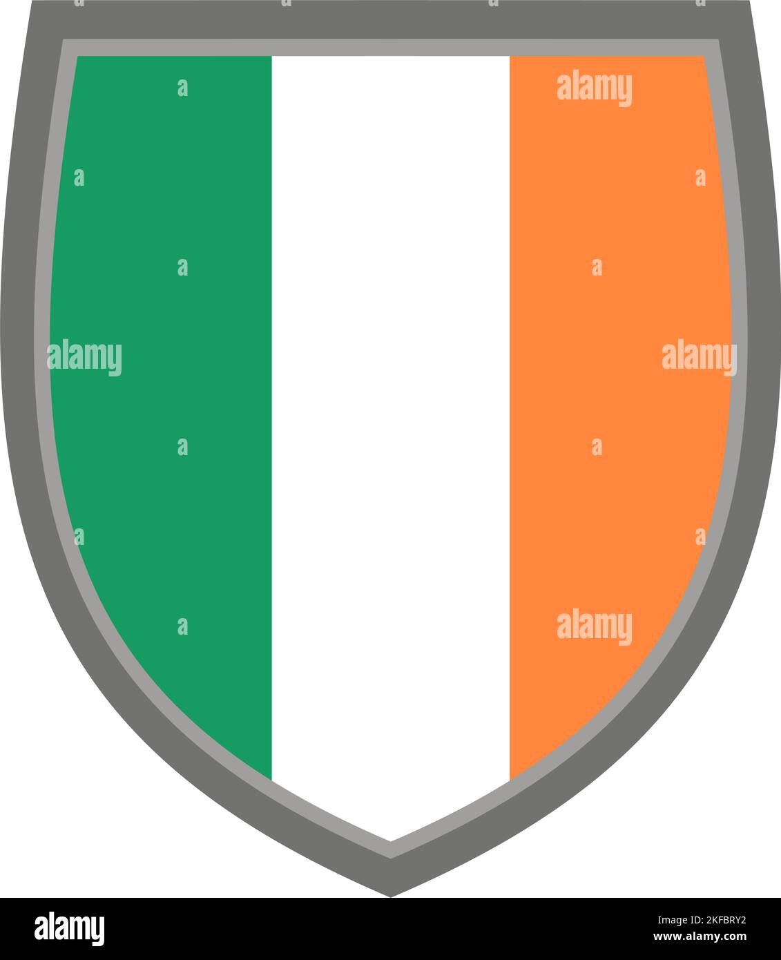 Shield with the colors of Ireland flag, icon Irish shield cut out Stock Vector