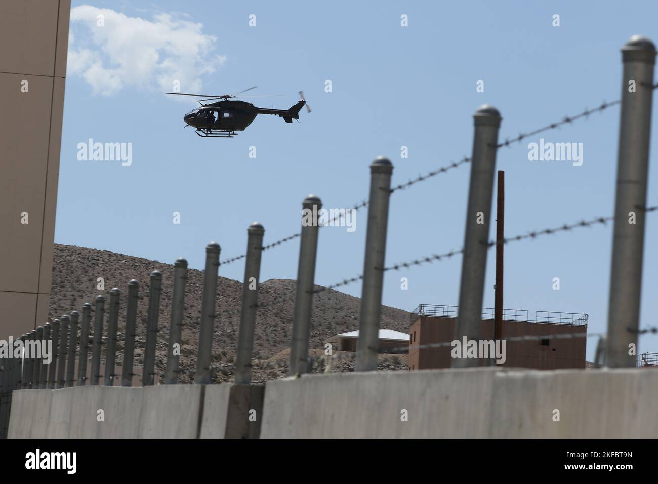 FORT IRWIN, Calif. – A U.S. Army Blackhawk soars overhead in answer to ...