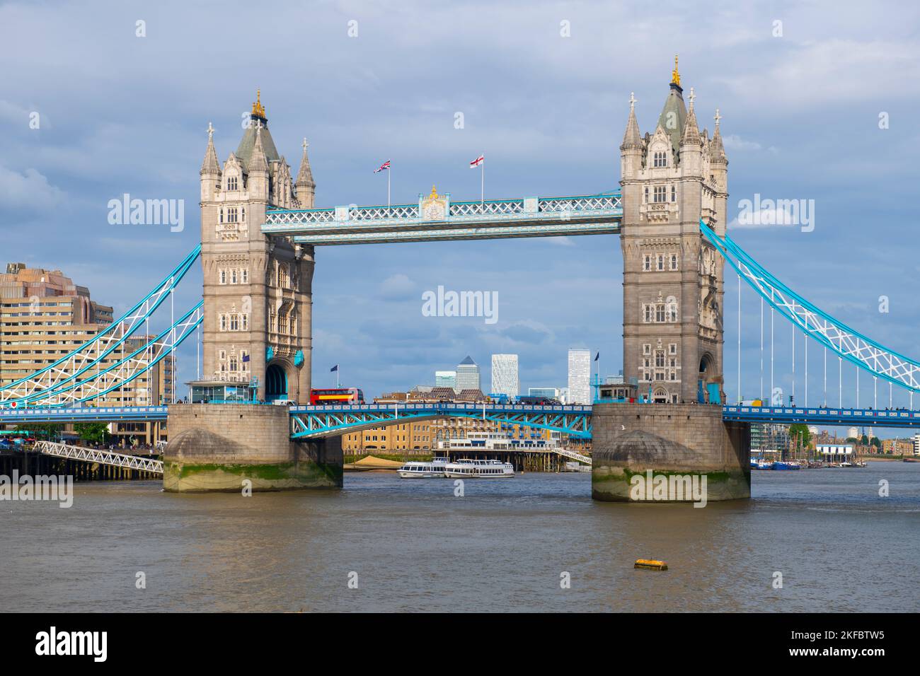 Tower Bridge across River Thames near Tower of London in city of London