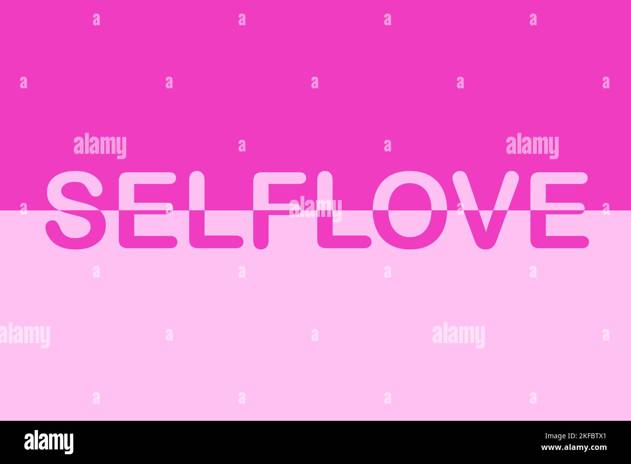 Self love. Text on pink background. Colorful letters. Multicolored lettering for banner. Title, headline. The psychology concept. The message on the p Stock Photo