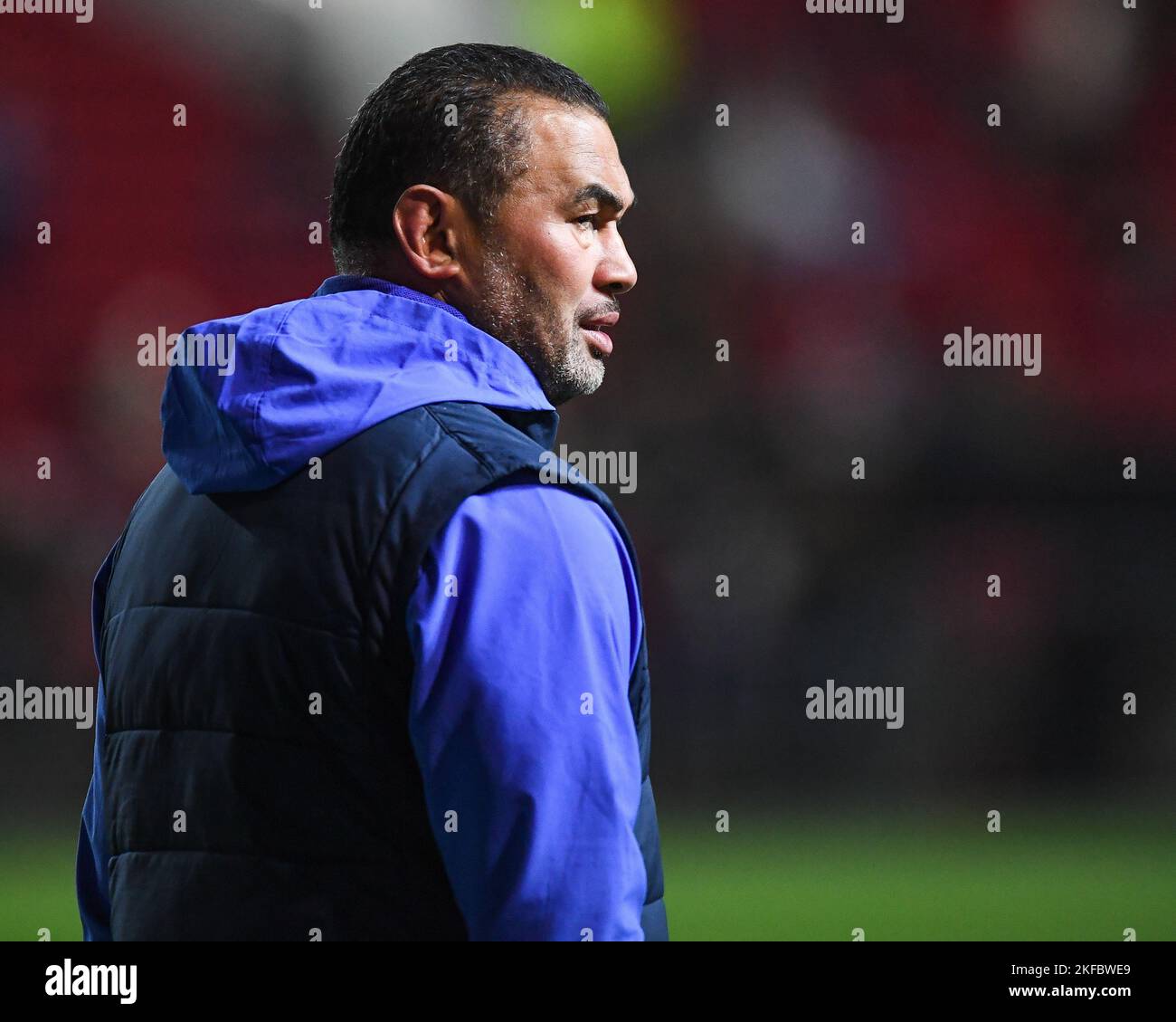 Bristol Bears Director of Rugby Pat Lam during the pre-game warmup ...