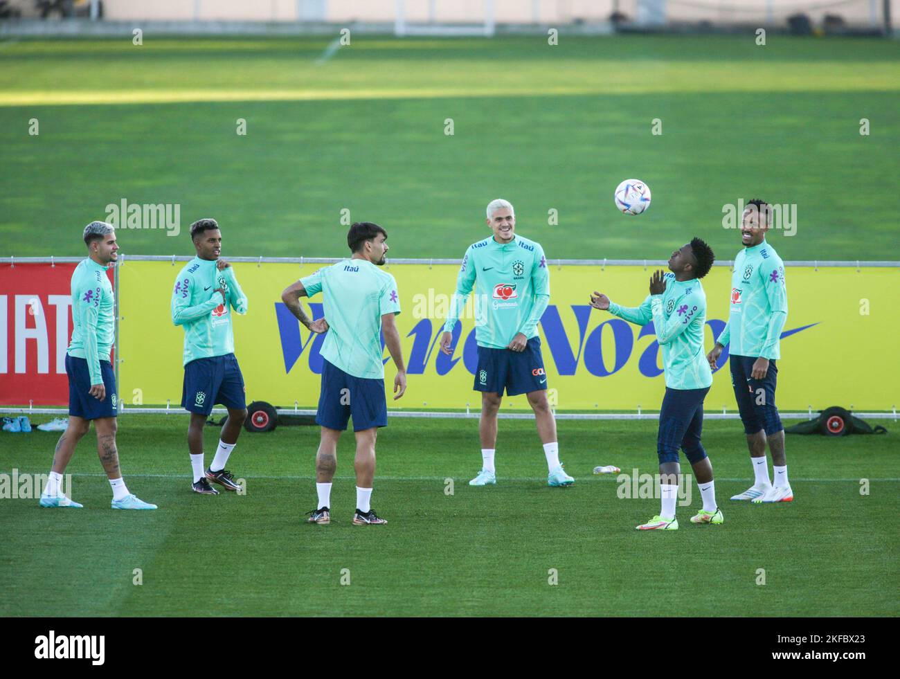 Players of Brazil during Brazil National football team traning, before the finale stage of the World Cup 2022 in Qatar, at Juventus Training Center, 1 Stock Photo
