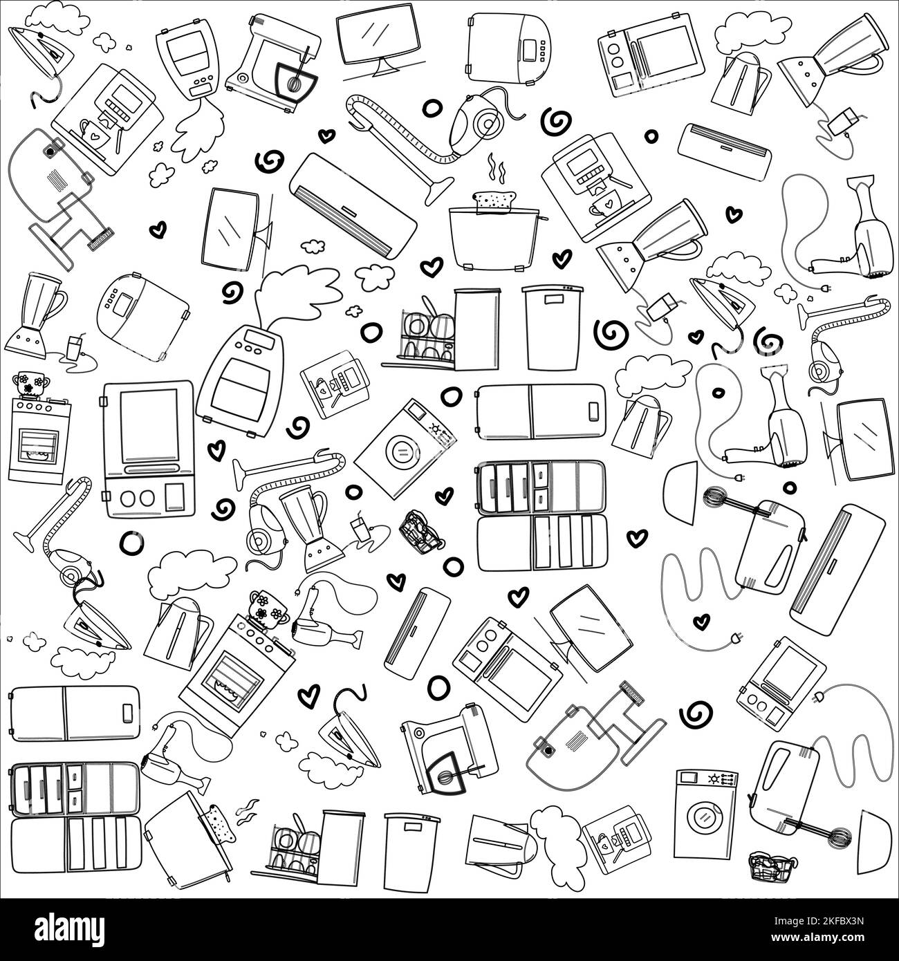 A doodle of some electrical household appliances Stock Vector