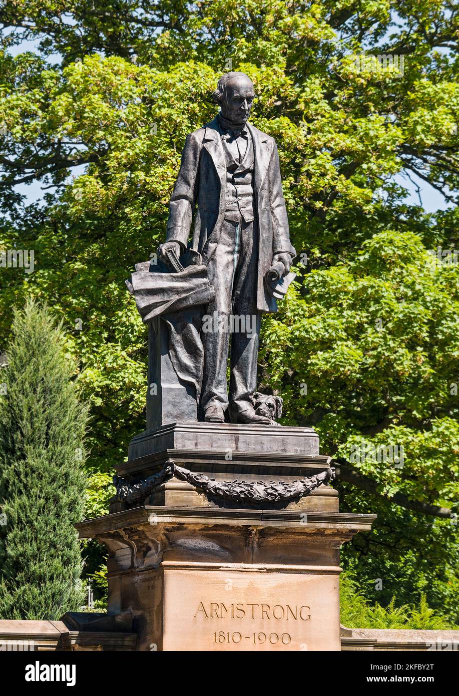 Statue of William George Armstrong at Barras Bridge, Newcastle upon Tyne, UK Stock Photo