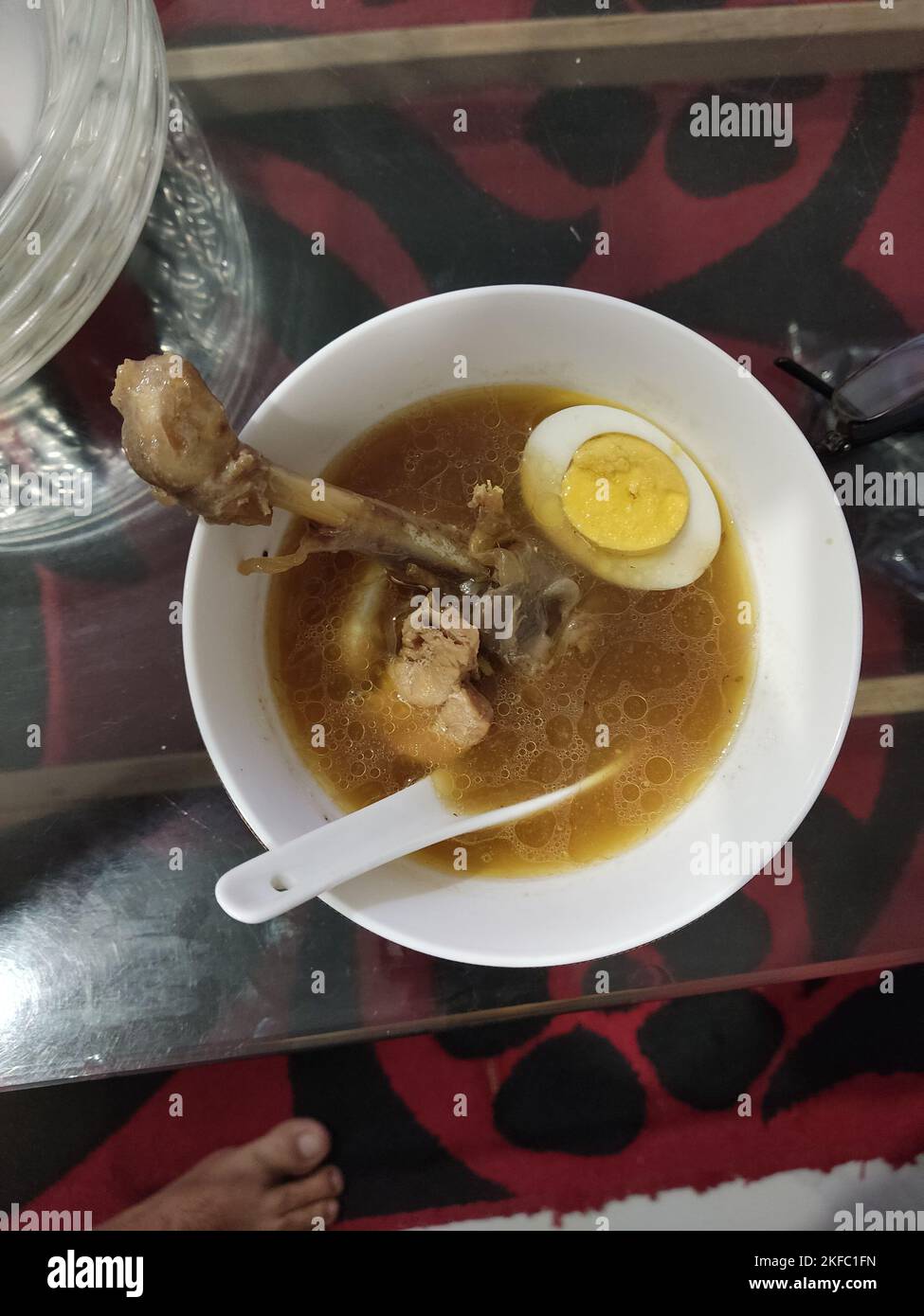 desi food , chicken soup with eggs , home made food Stock Photo Alamy