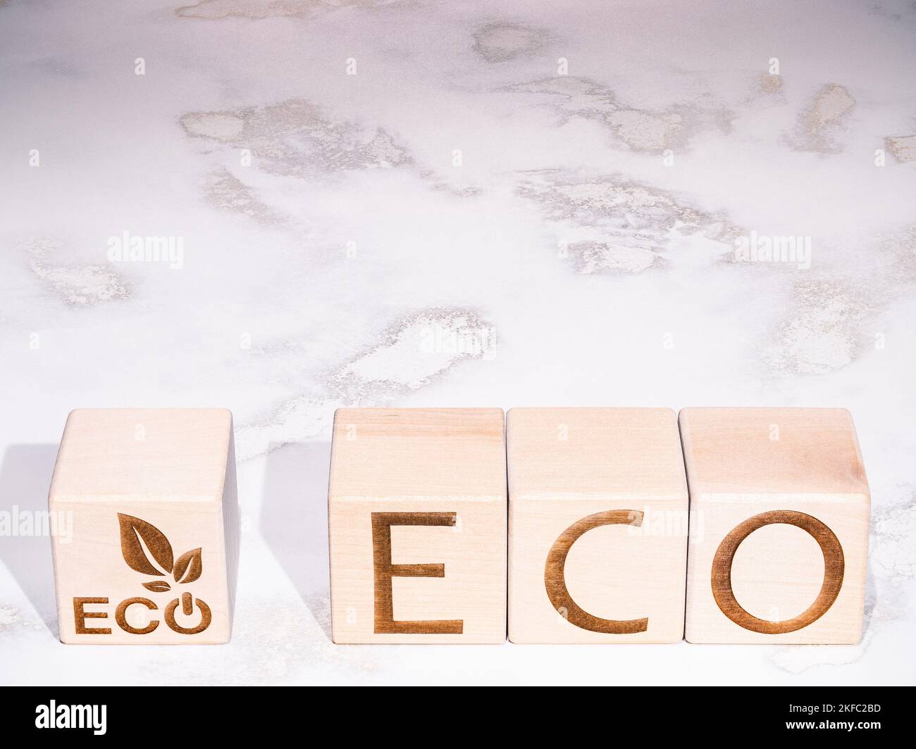 ECO text on wooden cubes as an environmentally friendly business concept Stock Photo