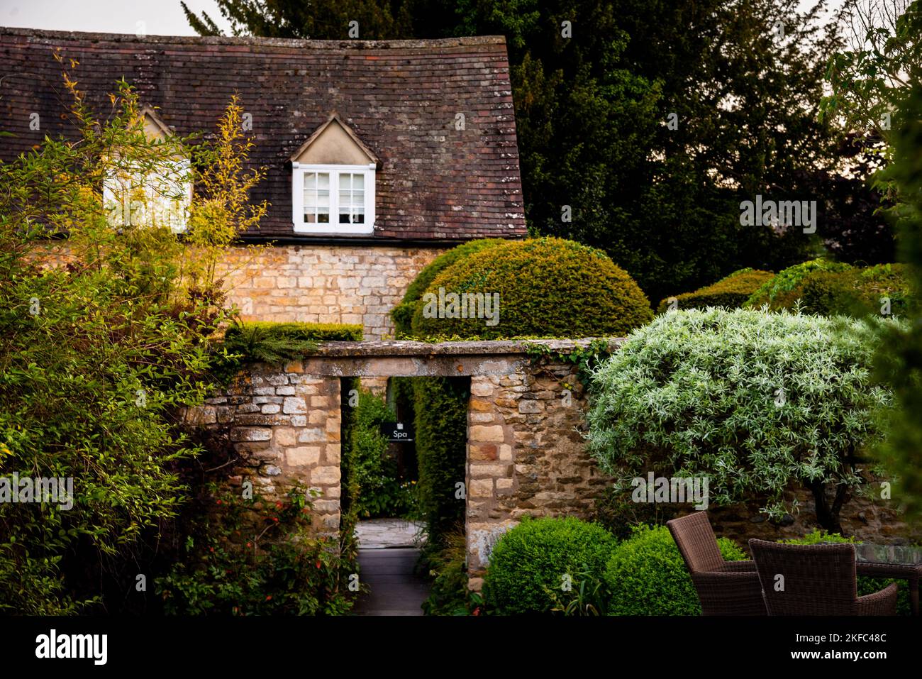 Garden wall at Cotswold House Hotel in Chipping Campden, Cotswolds
