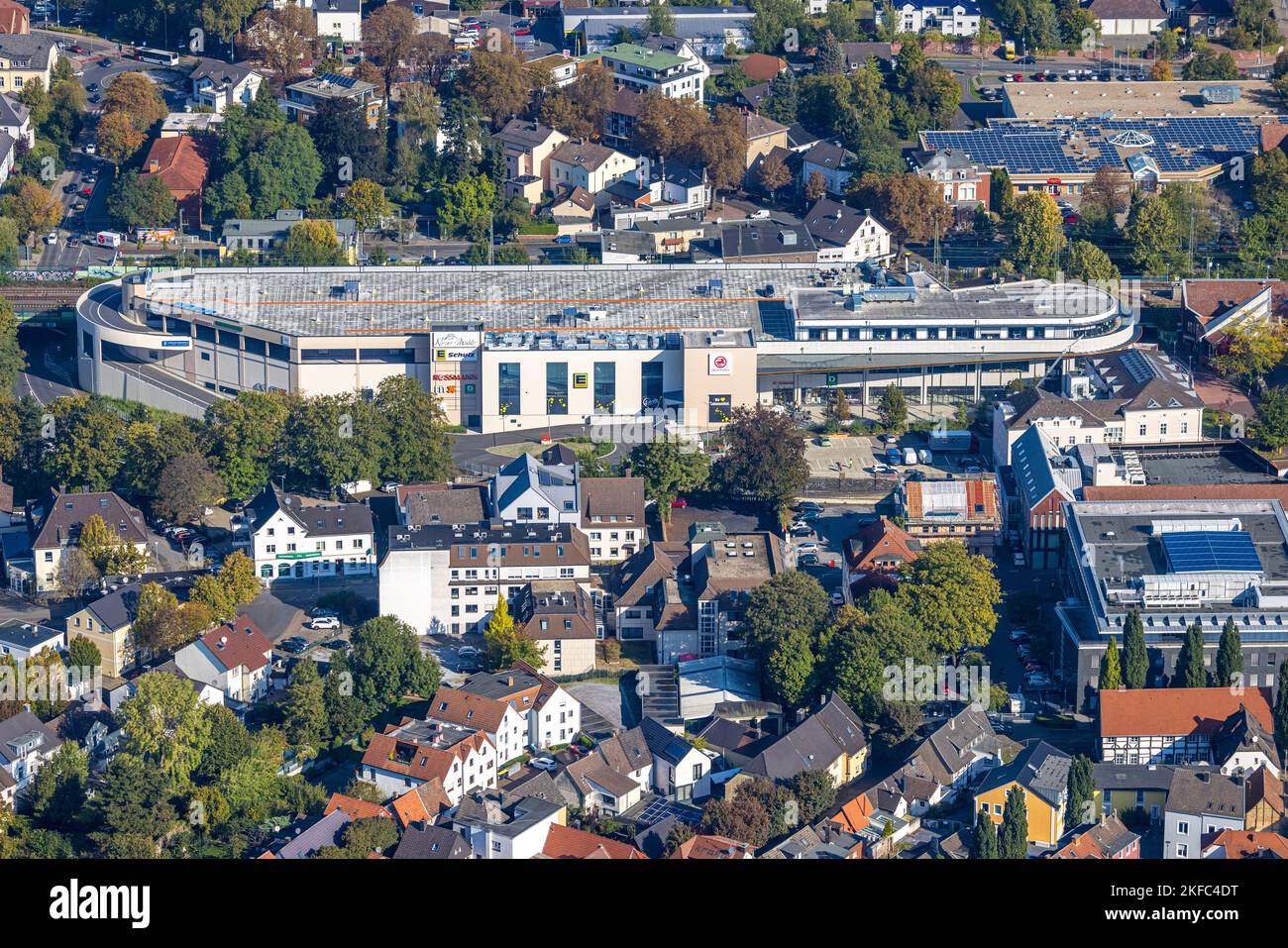 Aerial view, new building shopping center Neue Mühle, former site Mühle Bremme, Unna, Ruhr area, North Rhine-Westphalia, Germany, DE, Shopping, Shoppi Stock Photo